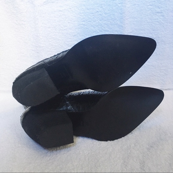 💗 Matisse Caty Black Snake Leather Mid Calf Boots - Picture 6 of 8